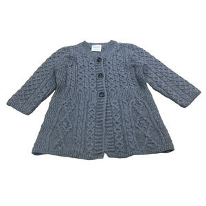 Kilronan Knitwear Merino Wool Button Cardigan XXS Ireland Cable Knit Fisherman